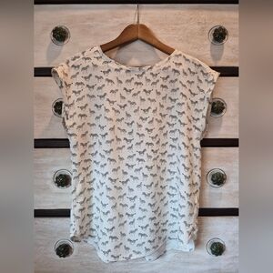H&M White Zebra Pattern Short Sleeve Top